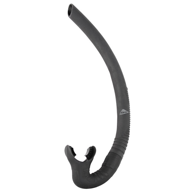 Ocean Hunter Phantom Snorkel showing a sleek black snorkel with adjustable mouthpiece and flexible tube for comfortable snorkeling.