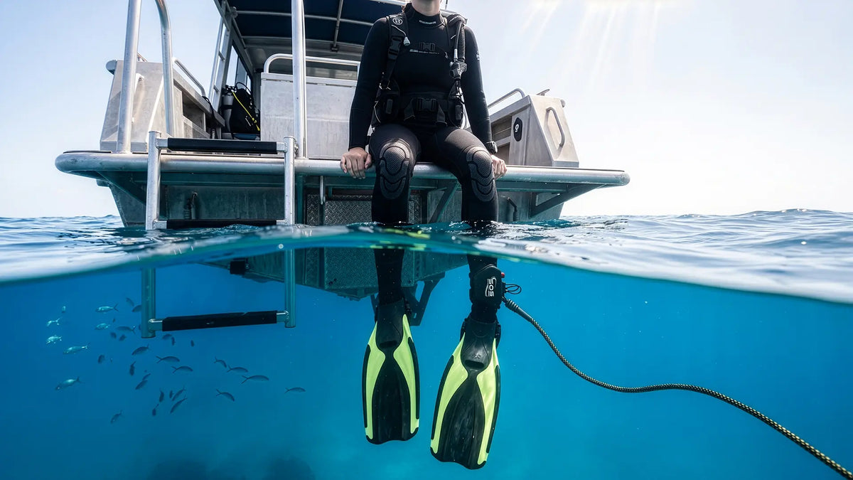 Sentinel Ocean System Freedom 8 Shark Shield mounted on boat with braided cable, designed for shark deterrence and marine safety.