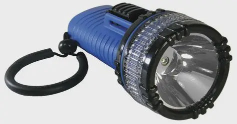 Abyss X-Intense LED torch in black with textured grip, highlighting its durable design and powerful beam for outdoor use.
