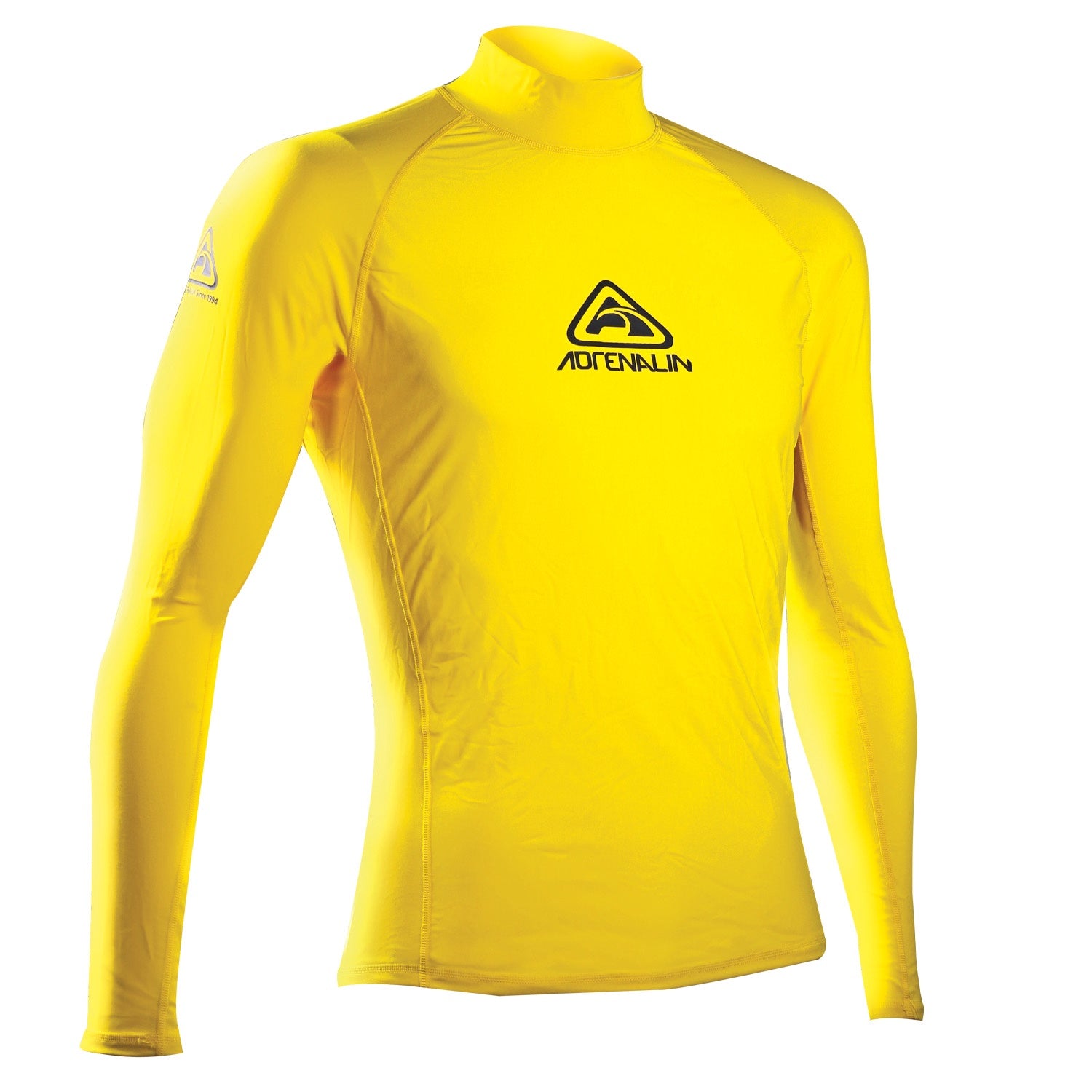 Yellow Adrenalin Vivid Long Sleeve Rashie for adults, lightweight swim rash guard with full sleeves and UV protection.