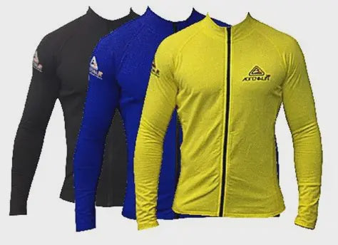 Yellow Adrenalin 2P Thermo Shield Ziptop Long Sleeve thermal shirt with long sleeves and zip closure, designed for cold weather.