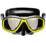 Blue Apollo Voda mask with clear design, showcasing its sleek, breathable construction and secure fit for comfortable wear.