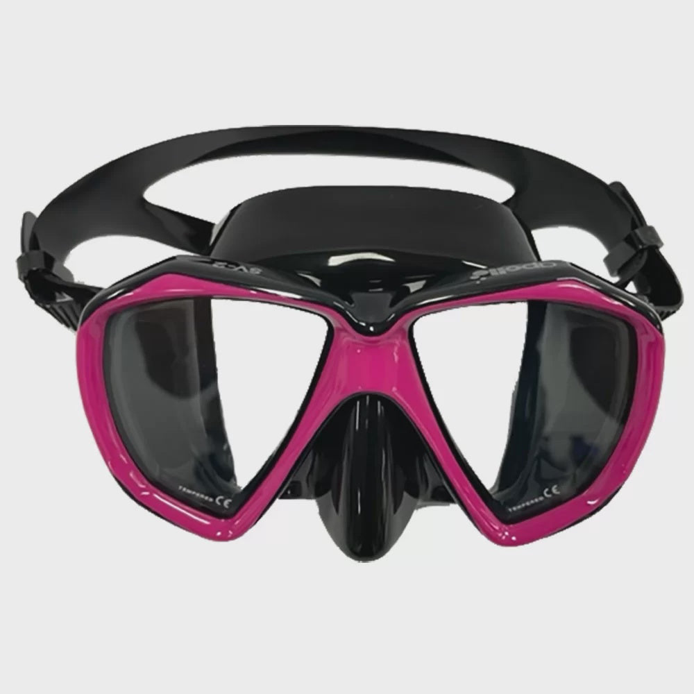 Red and black Apollo SV-2 Pro mask with adjustable straps and ventilation, designed for comfortable, secure fit.