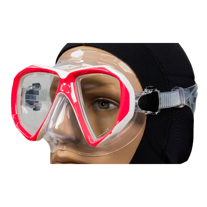 Red and black Apollo SV-2 Pro mask with adjustable straps and detailed design, ideal for safety and protection.
