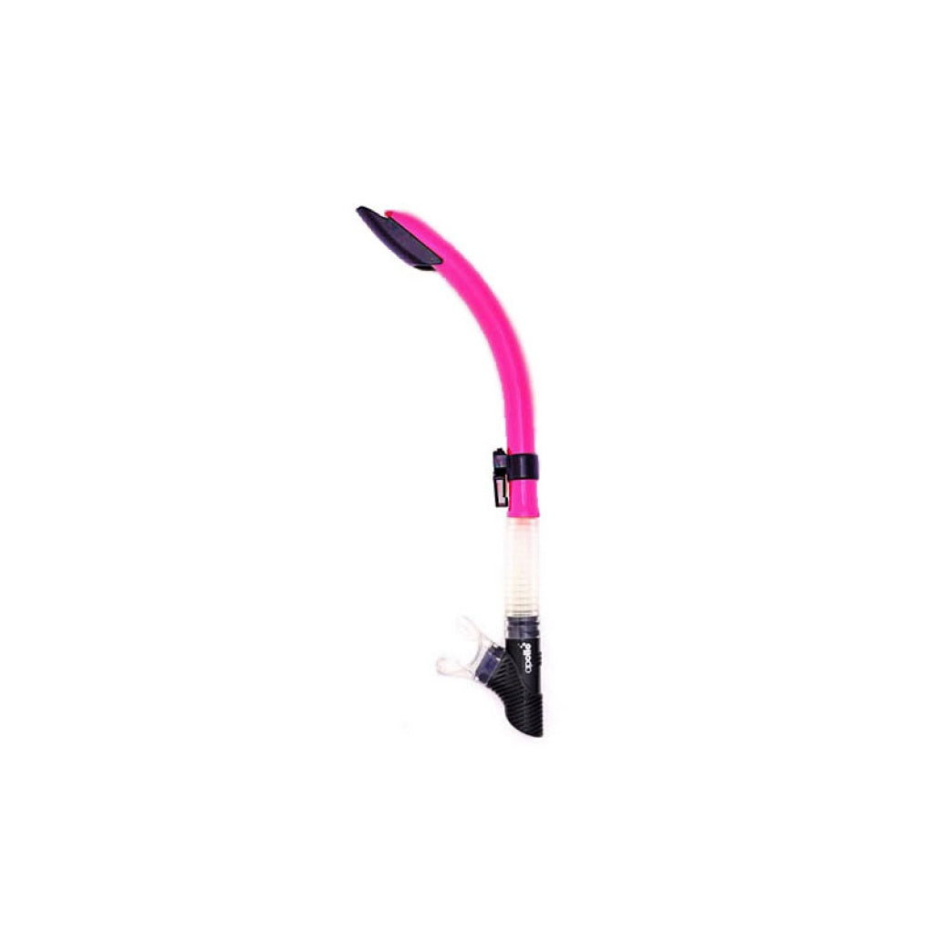 White Apollo SV Dry Flex Snorkel with adjustable mouthpiece and flexible tube for comfortable snorkeling.