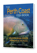 Aqua Research The Perth Coast Fish Book, 280 pages, open to pages with illustrations and information about local fish species.