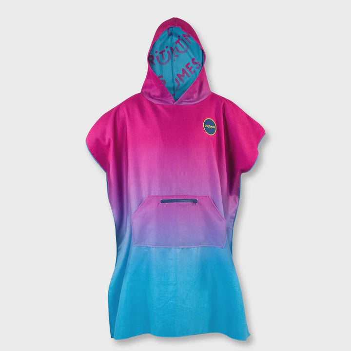 Skyfade Dritimes reversible poncho by Bucket List Diver, showing its vibrant sky-inspired design and comfortable fit.