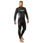 Cressi Fast Man 5mm full wetsuit, front view showing black and gray neoprene suit designed for diving and water sports