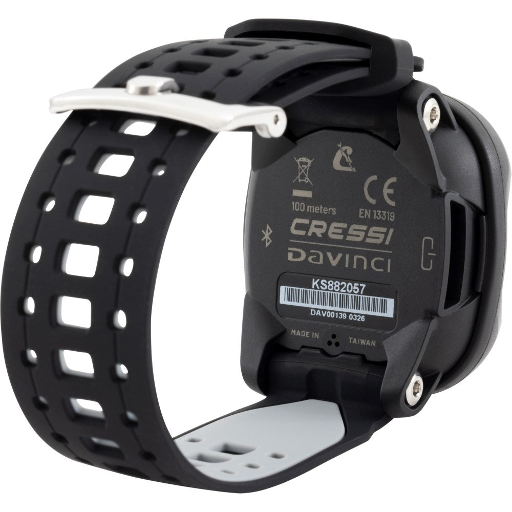 Cressi Da Vinci 2 wrist computer in black and blue, advanced diving watch with digital display and user-friendly interface.