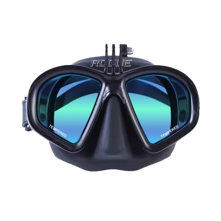 Cressi Rogue Action HD mask with clear lens and adjustable strap, designed for scuba diving and snorkeling.