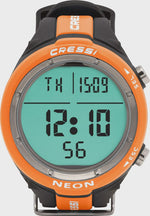 Cressi Neon wrist dive computer in blue, an entry-level diving device with digital display for underwater use.
