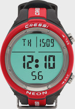 Cressi Neon wrist dive computer in blue, an entry-level scuba diving device with digital display and user-friendly features.