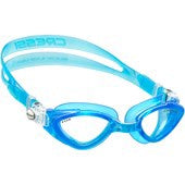 Aquamarine Cressi Fox Goggles with clear lenses, adjustable strap, and silicone seal for comfortable underwater swimming.