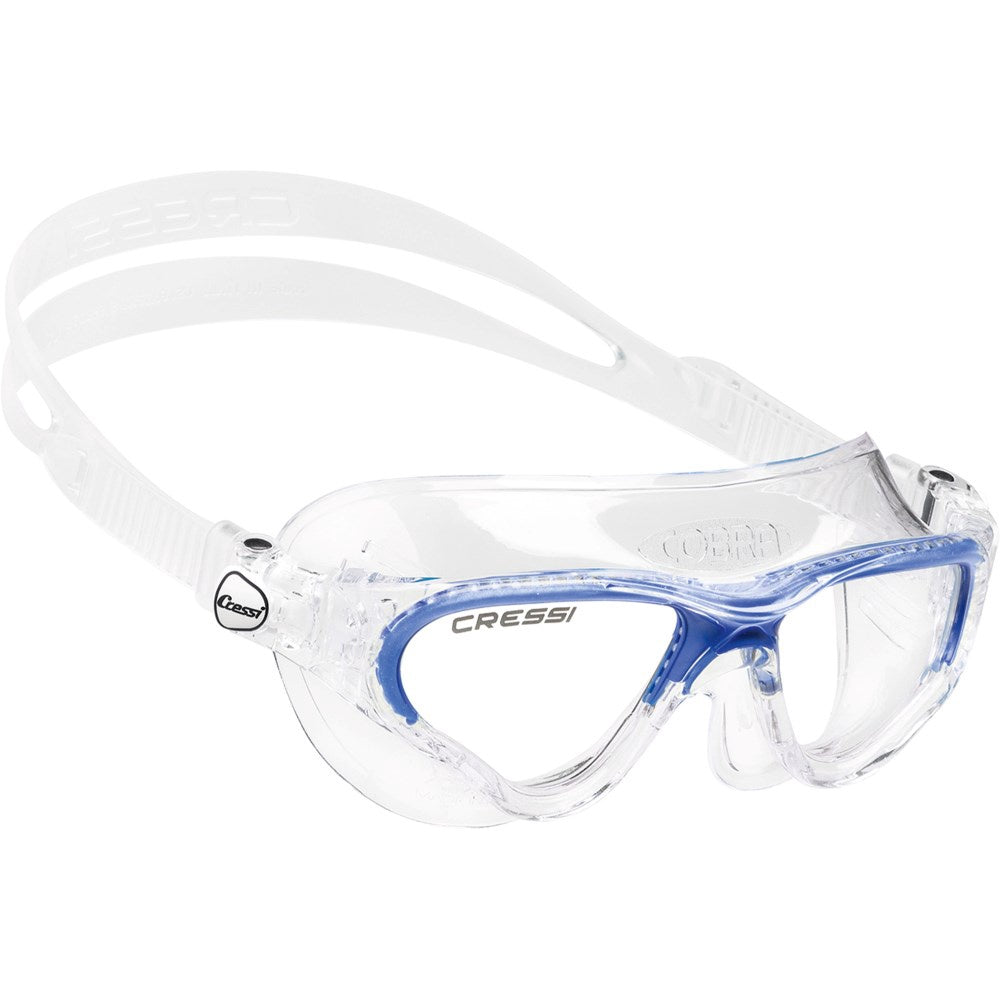 Cressi Cobra Goggles in black with red accents, featuring a sleek design for comfortable underwater swimming.