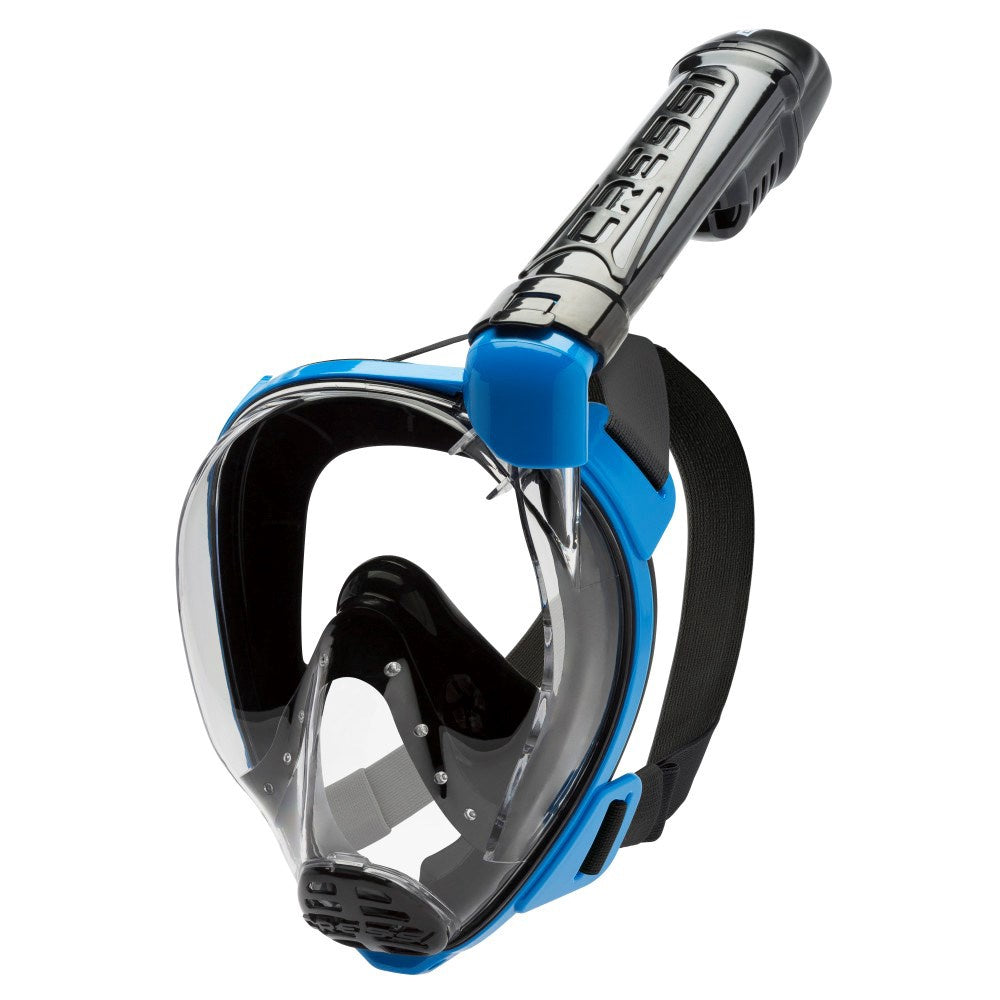 Cressi Baron full face mask and snorkel set in clear aquamarine with S/M size, designed for comfortable snorkeling.