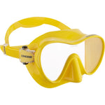 Pink Cressi F1 Mask for diving and snorkeling with adjustable straps and clear lens for underwater visibility.