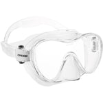 Pink Cressi F1 Mask for snorkeling and diving with adjustable straps and clear lens for underwater visibility.