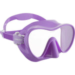 Pink Cressi F1 Mask with clear silicone skirt and adjustable straps for snorkeling and diving.
