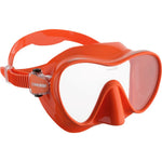 Pink Cressi F1 mask showing clear silicone skirt and adjustable strap for snorkeling and diving.