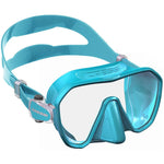 Turquoise Cressi Z2 Small Mask for snorkeling and diving, featuring a clear silicone skirt and adjustable straps.