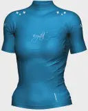Black Crystal Ladies short sleeve rash shirt, lightweight rashie with breathable fabric and sun protection, designed for women.