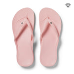 Crystal pink Archies arch support thong footwear with cushioned footbed and stylish design for comfortable wear.