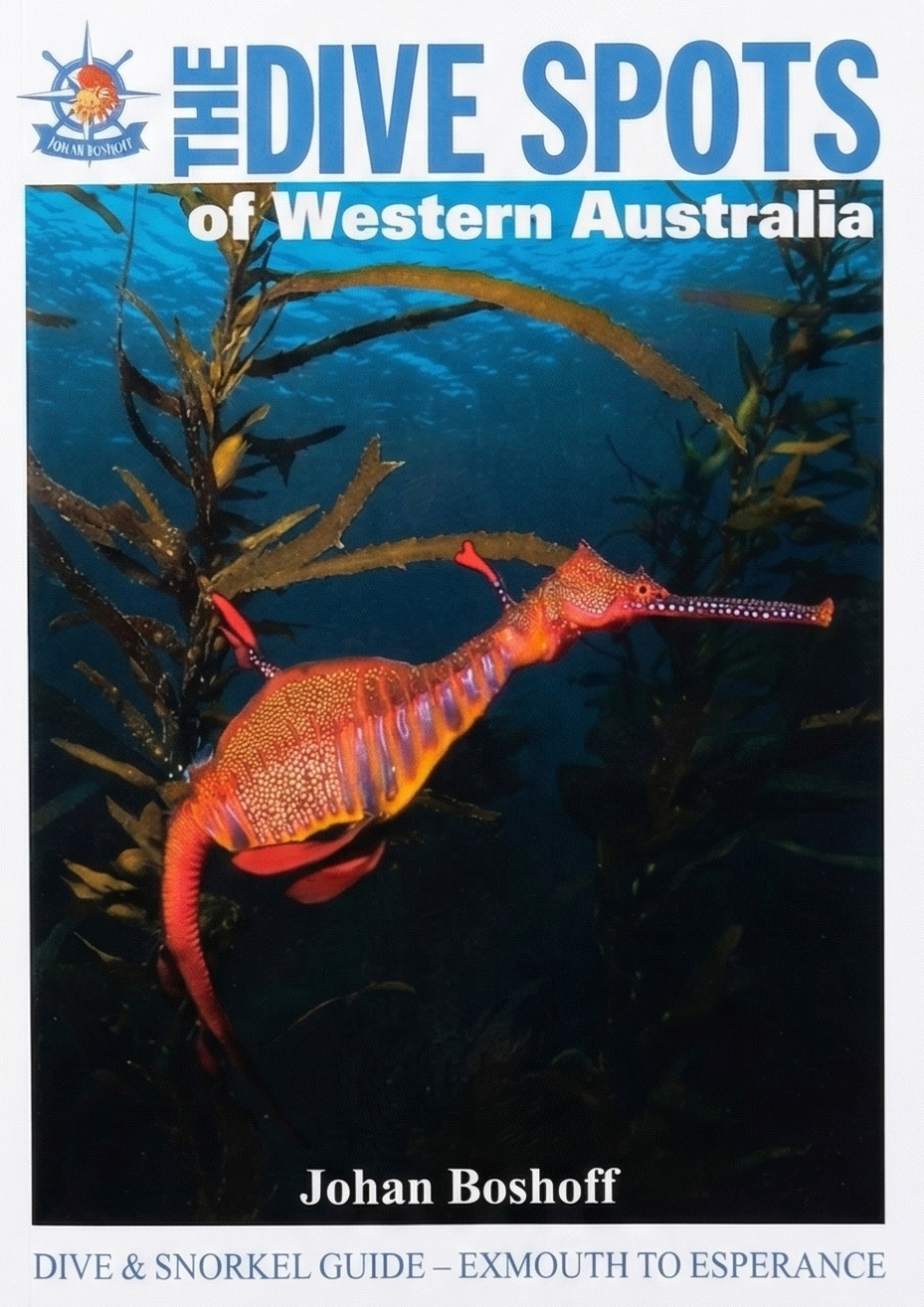DIVE SPOT book titled "The Dive Spots of Western Australia" showing 272 pages, featuring underwater diving locations in WA.