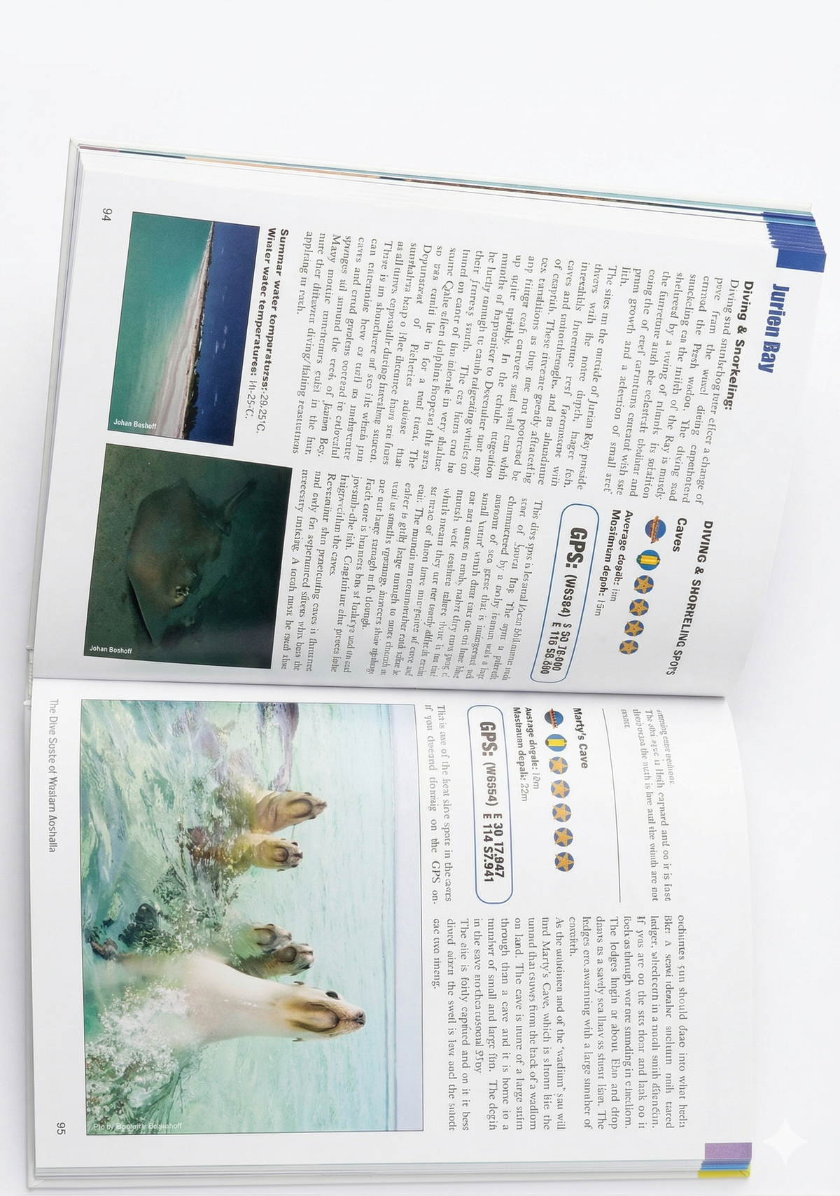 DIVE SPOT book titled "The Dive Spots of Western Australia" showing a hardcover with a colorful underwater scene.