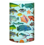 Diver Mon Art UV neck gaiter hood with turtle design, offering sun and hair protection for outdoor activities.