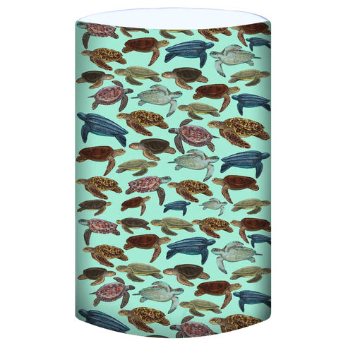 Diver Mon Art UV neck gaiter hood with large turtle design, providing sun and hair protection for outdoor activities.
