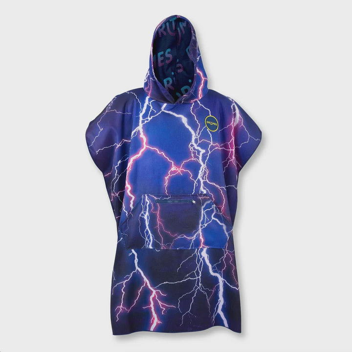 Dritimes Lightning Reversible Poncho and Towel in vibrant lightning pattern, made of soft, absorbent fabric for versatile wear and drying.