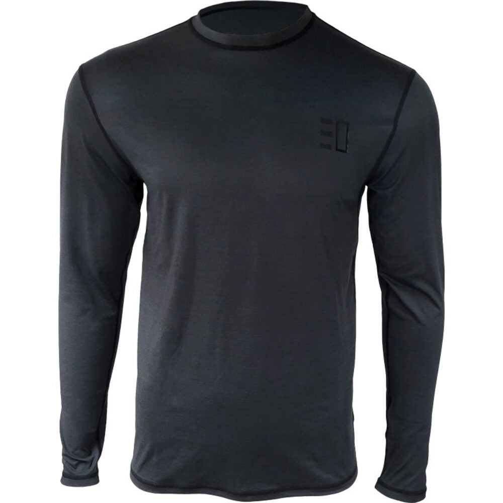 Enth Degree Reflex Long Sleeve Rashie in coal, XS, featuring a snug fit and UV protection for water sports and outdoor activities.