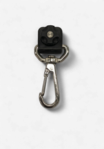 Stainless steel snap clip attached to a Gear Keeper lanyard, showcasing durable and secure fastening for key or ID holder.