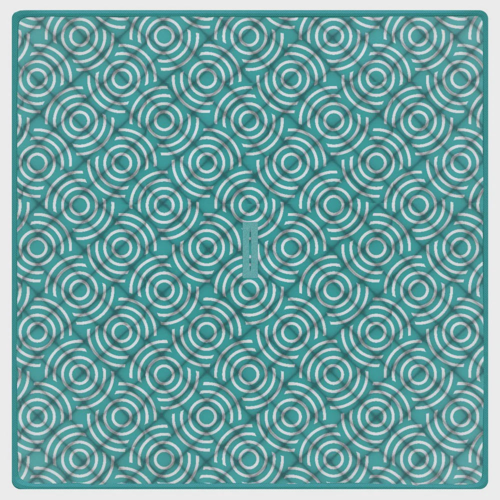 Mirage beach mat with umbrella hole, waterproof seats blanket for beach lounging, featuring a built-in umbrella opening.