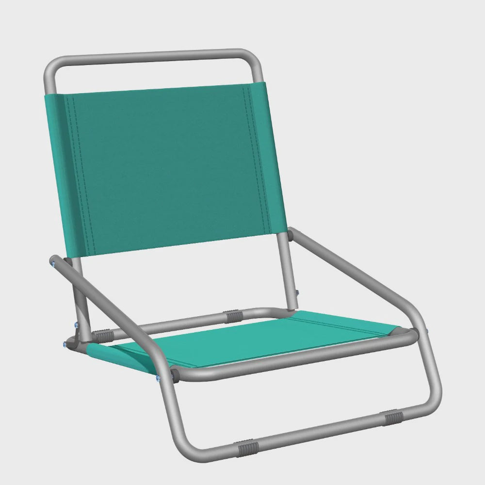 Teal Mirage beach chair with umbrella and seats blanket for comfortable outdoor relaxation at the beach