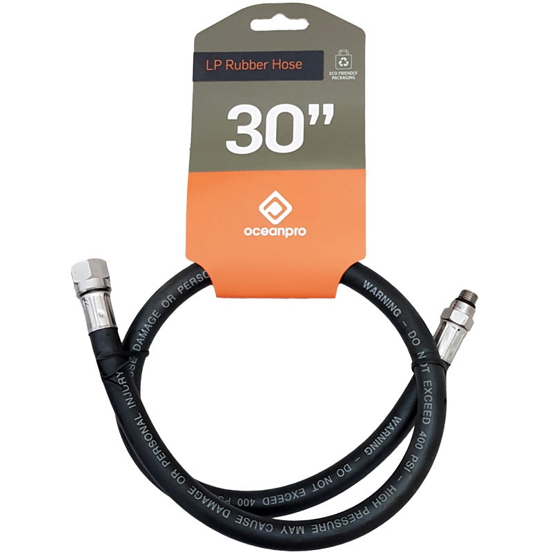 Ocean Pro LP rubber regulator hose, 30-inch length, durable flexible hose for scuba diving or air regulator connections.