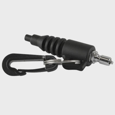 Ocean Pro air nozzle rubber attached to a lanyard and snap clips, used for secure attachment and easy handling.