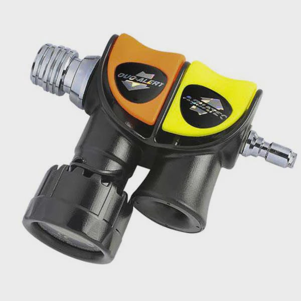 Ocean Pro Aquatec Duo Alert lanyard with snap clips and accessories, designed for secure underwater safety signaling.