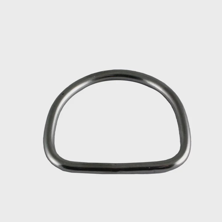 Ocean Pro Bent D Ring 50mm for lanyards and snap clips, showcasing durable metal construction and versatile attachment hardware.