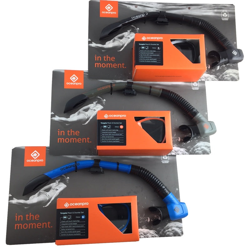 Ocean Pro Yongala mask and snorkel set in teal, featuring a comfortable mask and snorkel for underwater exploration.