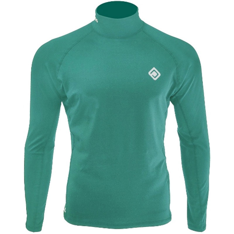Ocean Pro teal 2TF Thermal Rashie, close-up of the lightweight rash guard for sun protection and warmth in water activities.