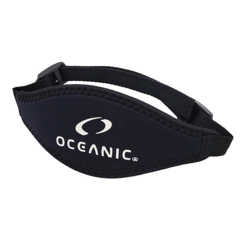 Oceanic neoprene shadow mask strap lanyard with snap clips, designed for secure and comfortable mask carrying.