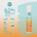 Sunzapper Baby Pure Zinc Sunscreen Cream in 100g tube, SPF 30, with a gentle formula for sensitive baby skin