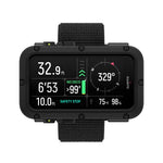 Suunto Nautic advanced watch with black bungee strap, featuring a digital display and marine navigation functions.