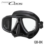 Tusa Freedom Ceos mask in black, featuring a sleek design and adjustable straps for comfortable scuba diving and snorkeling.