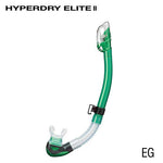TUSA Sport Hyperdry Elite II snorkel with adjustable mouthpiece and dry-top valve for comfortable underwater breathing.