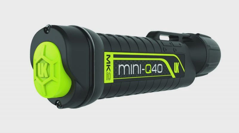 Underwater Kinetics Mini Q40 MK2 dive torch with compact design and powerful LED light for underwater exploration.
