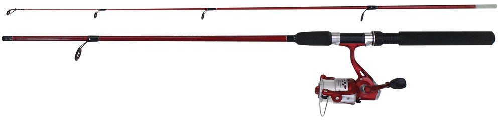 Wilson Hassle Free Combo rod and reel set, 6-foot red fishing combo with HF3000 reel, designed for easy fishing and durability.