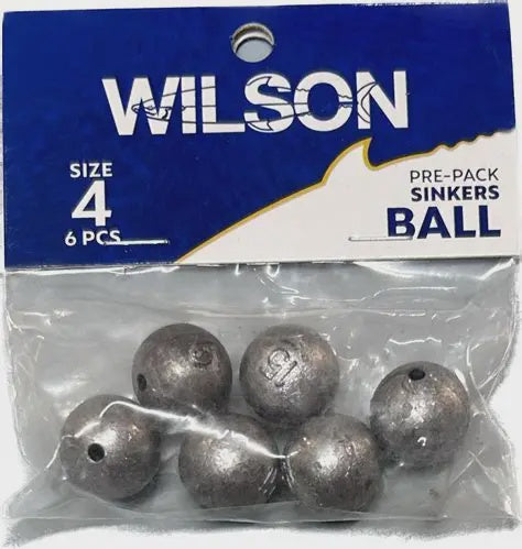 Wilson PrePack Ball Sinker, terminal tackle in size 0, shown in a pack of 18, designed for fishing line weight and stability.