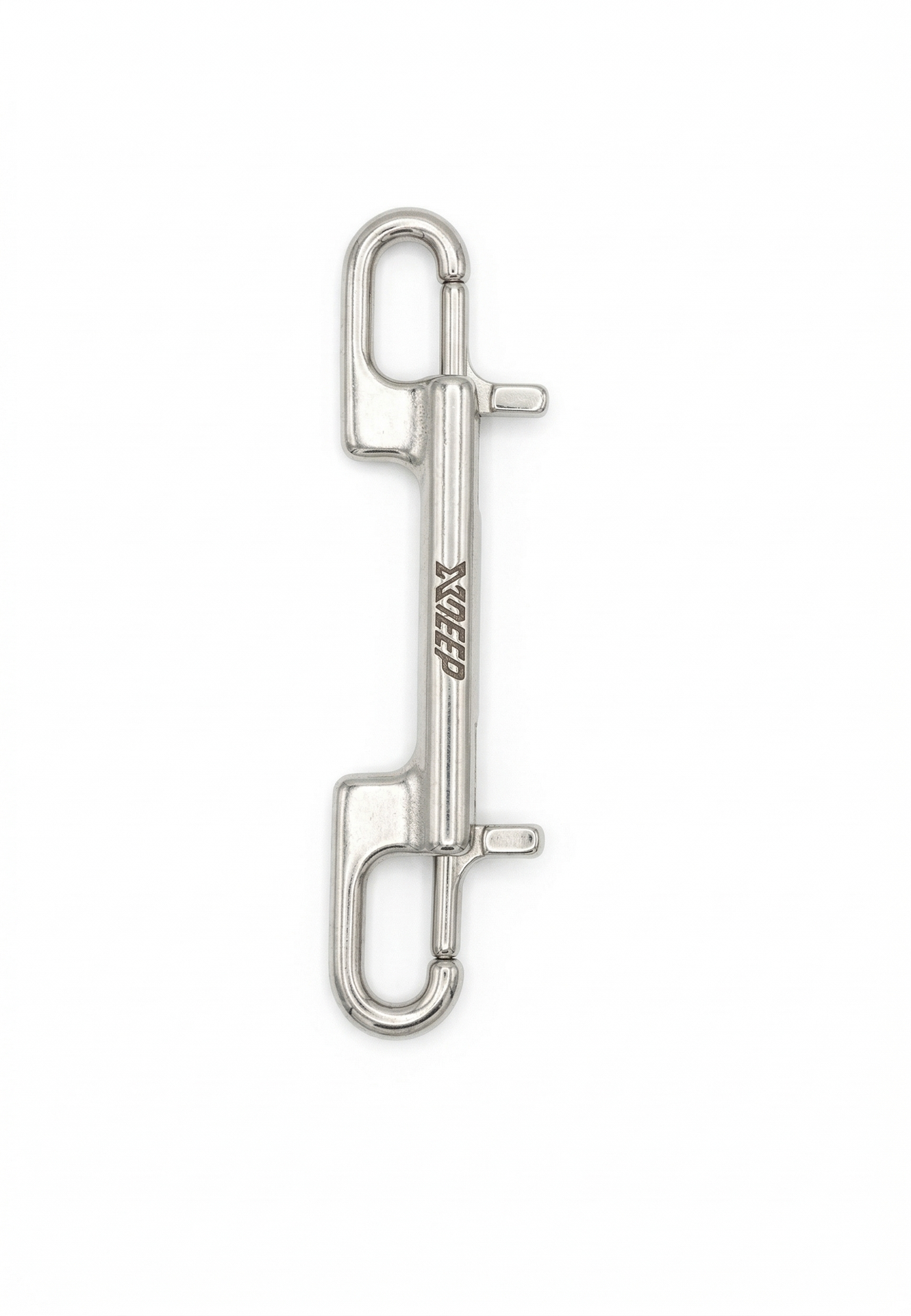 XDEEP NX double-ended bolt snap attached to a lanyard, showing durable metal clip for secure fastening and easy handling.